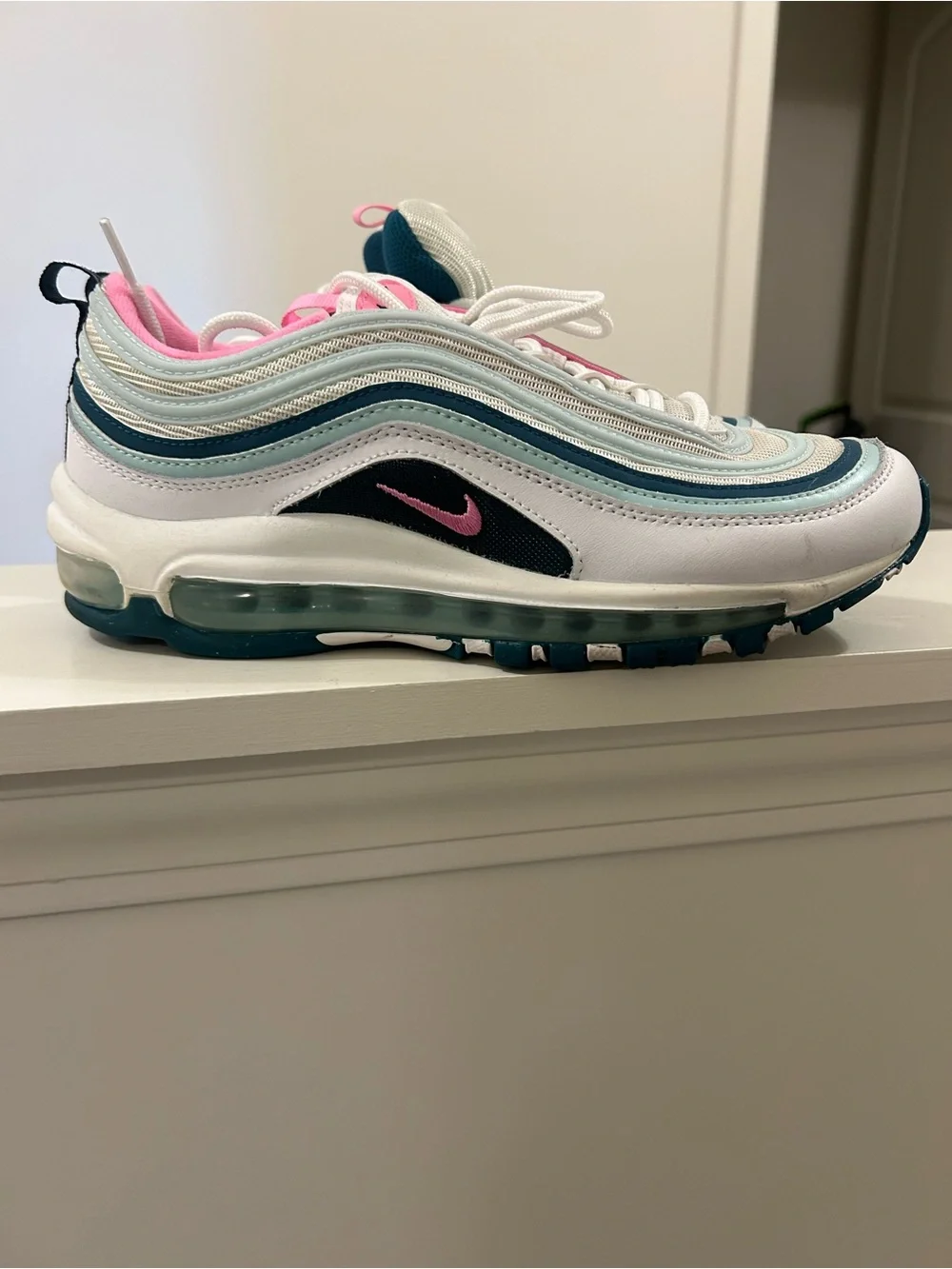 Nike Air Max 97 White Teal Pink Wave Sneakers
